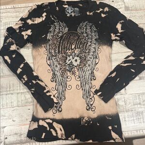 Affliction Black and Tan Wing Graphic Shirt